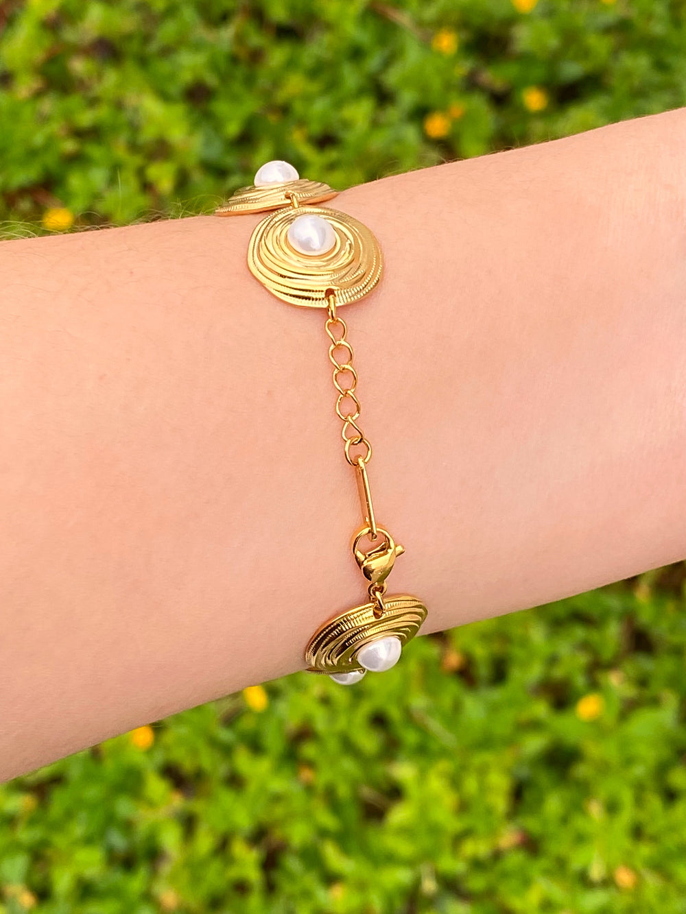 Pulsera Circulos Con Perla