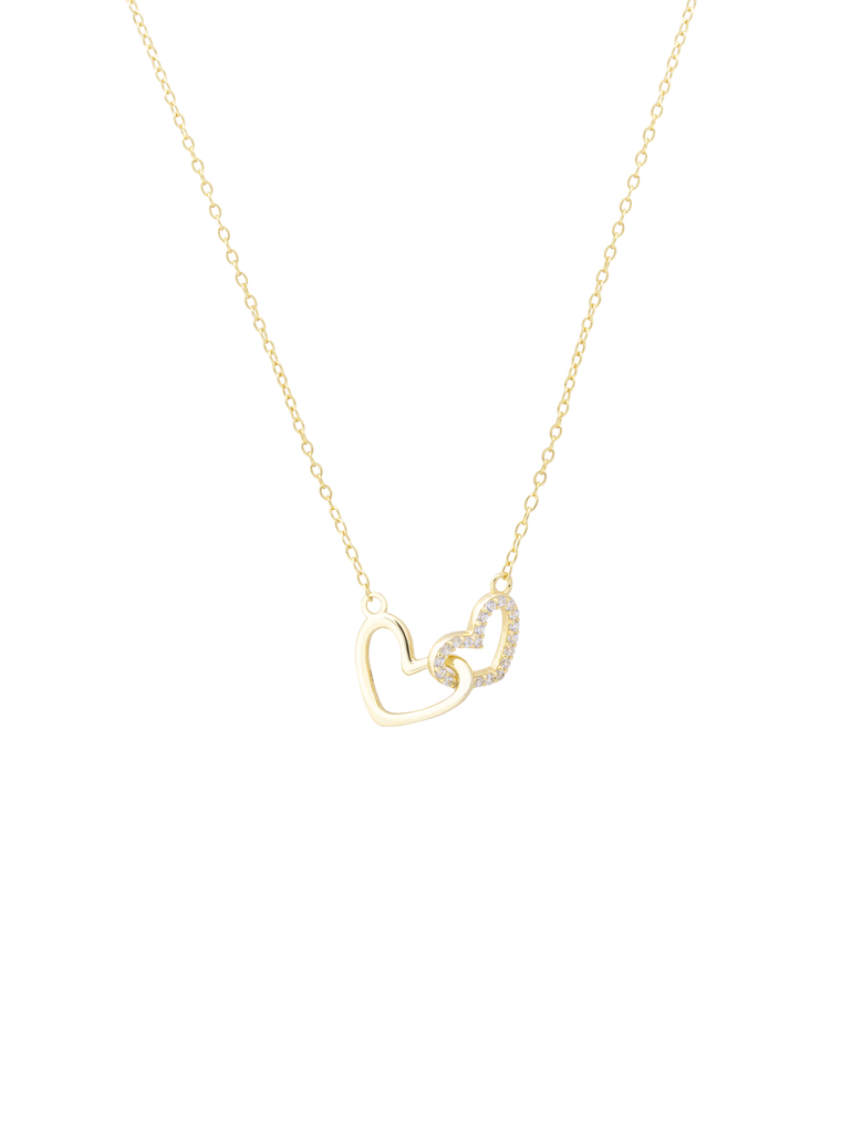 Collar Dije Doble Corazon Enlazado