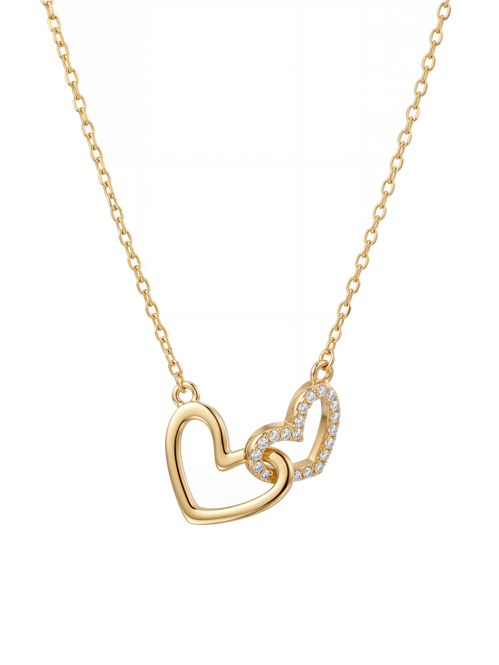 Collar Dije Doble Corazon Enlazado