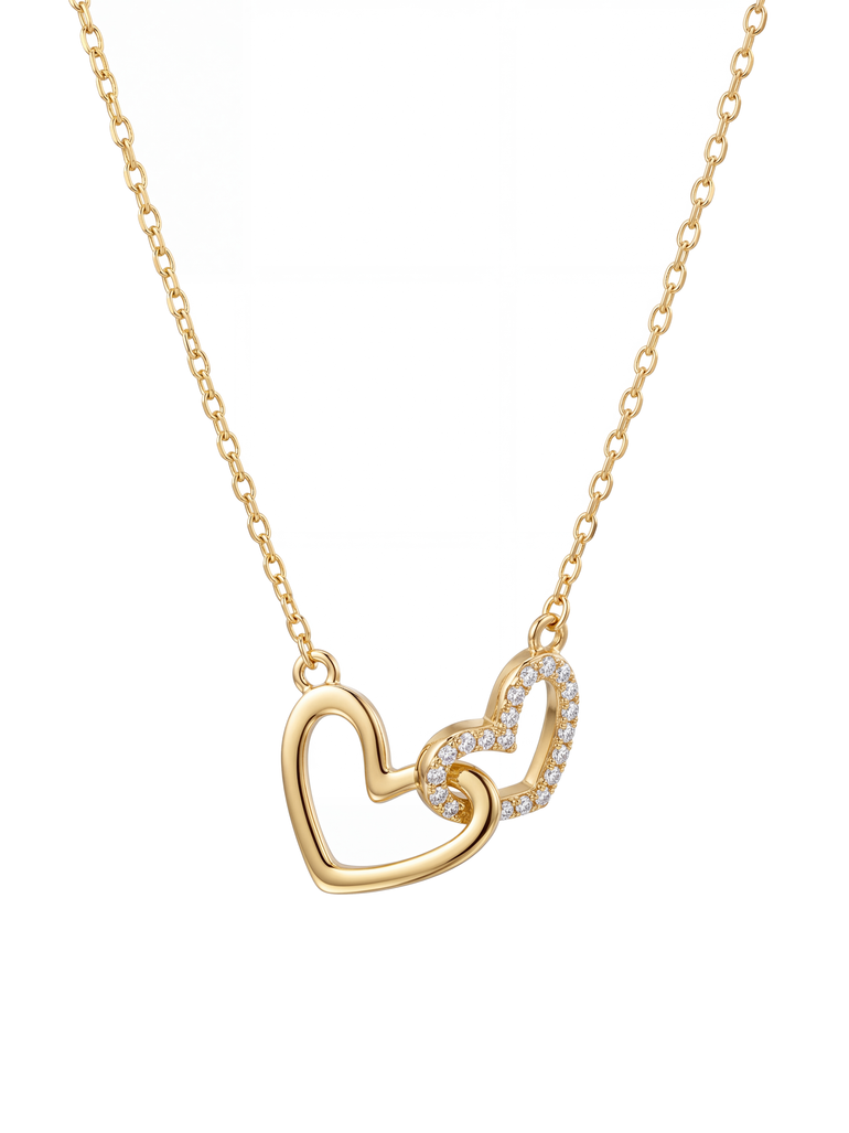 Collar Dije Doble Corazon Enlazado