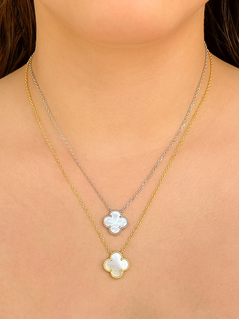 Collar Con Trebol Madre Perla