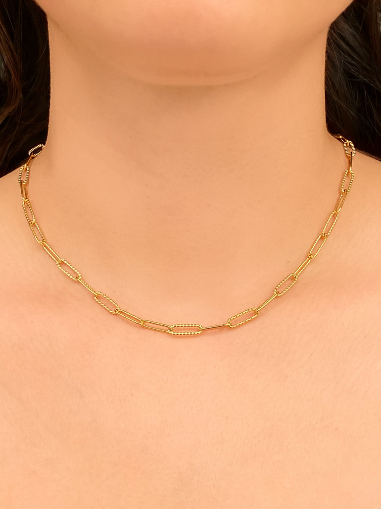 Collar Eslabones Con Textura 4 mm