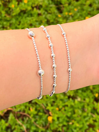 Pulseras Bolitas Plateadas