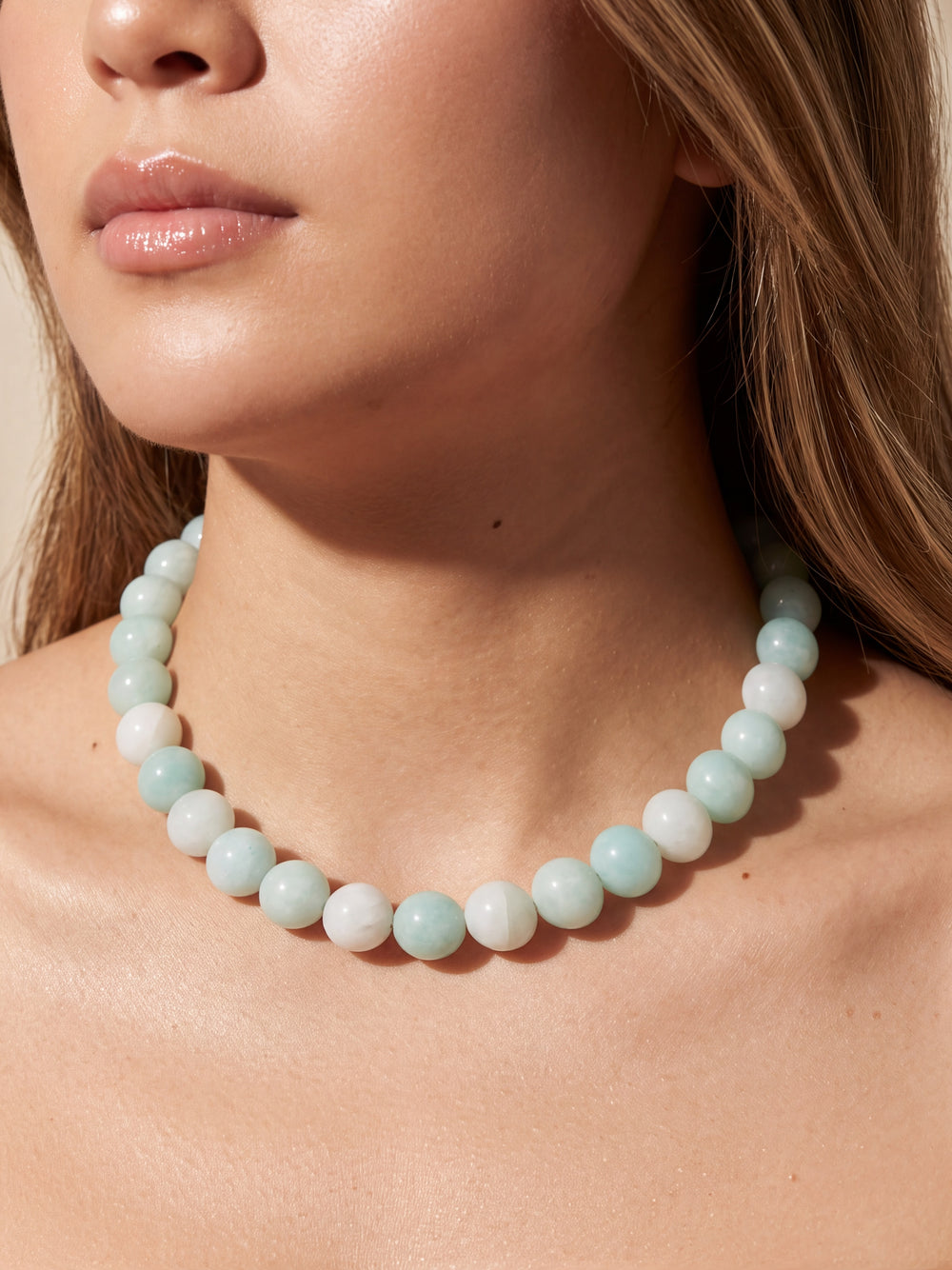 Choker Bolitas Piedra Natural 12 mm