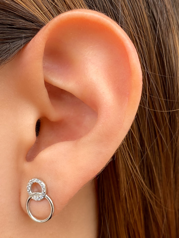 Par Arete Doble Circulo Con Zirconias