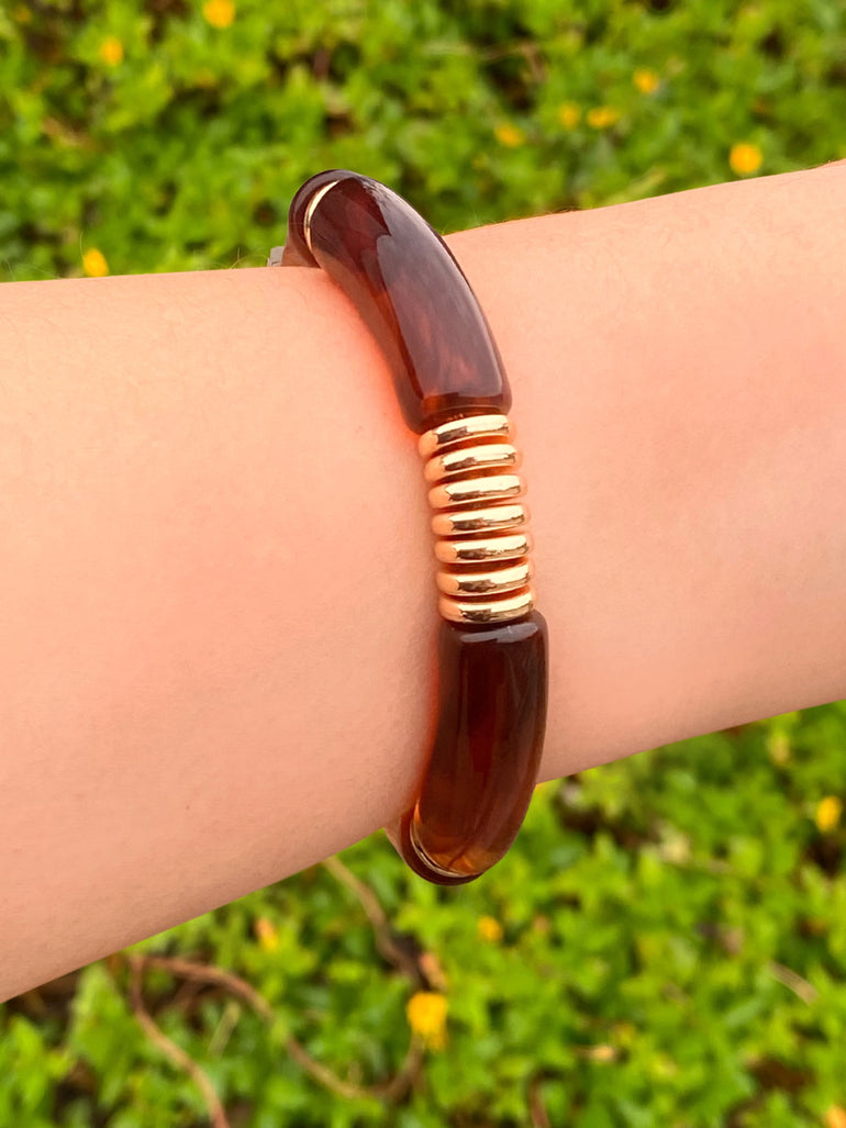 Pulsera Chunky Cafe Aros Dorados