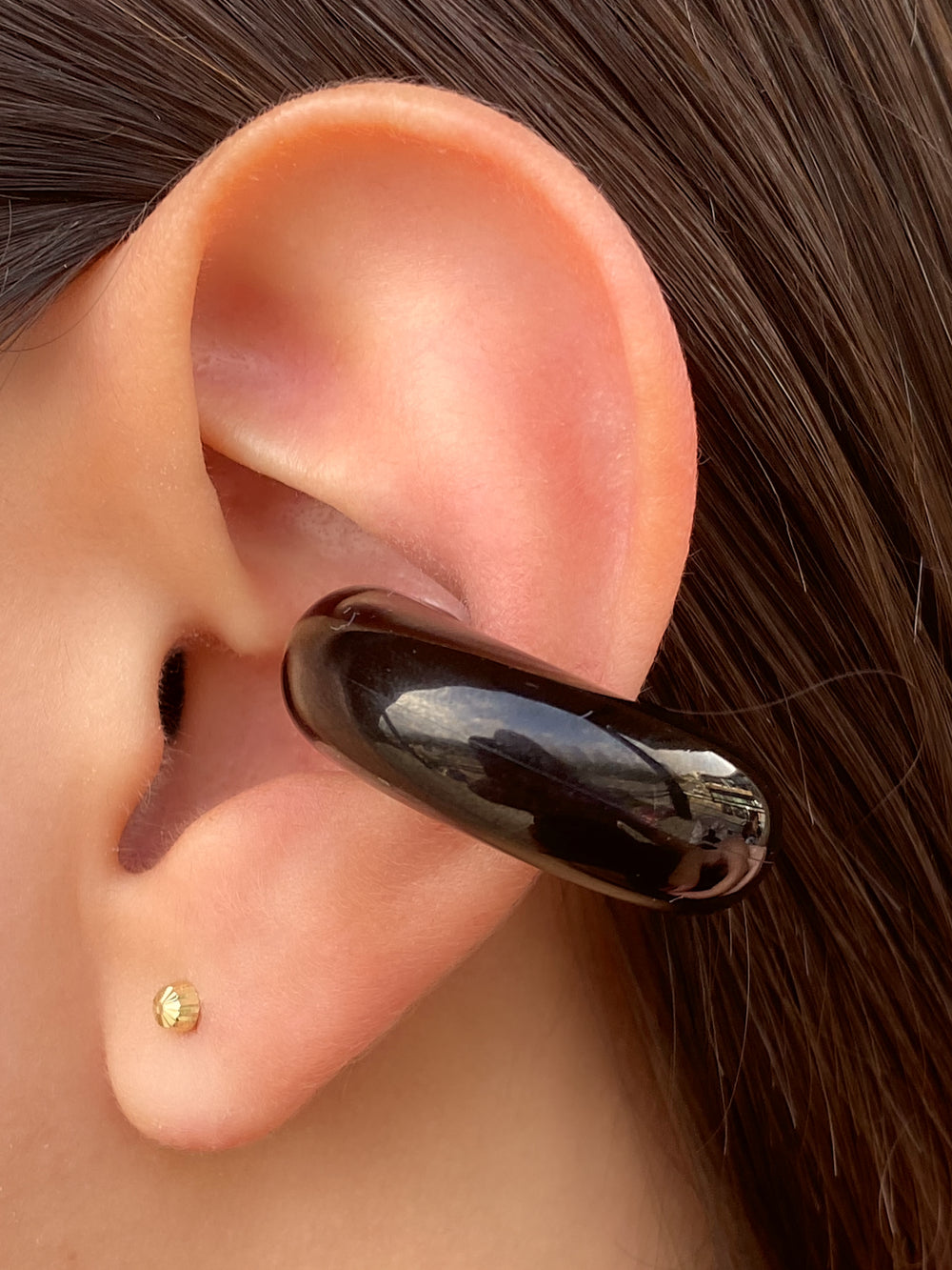 Ear Cuff Chunky Negro