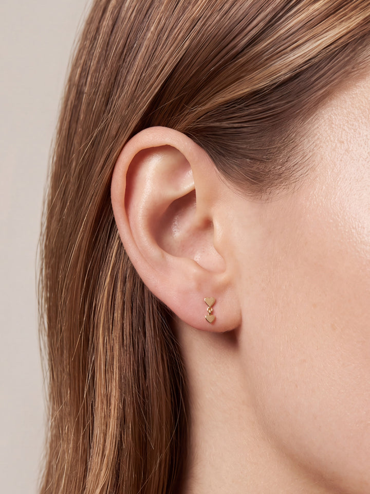 Arete Doble Corazon Primera Perforacion Titanio