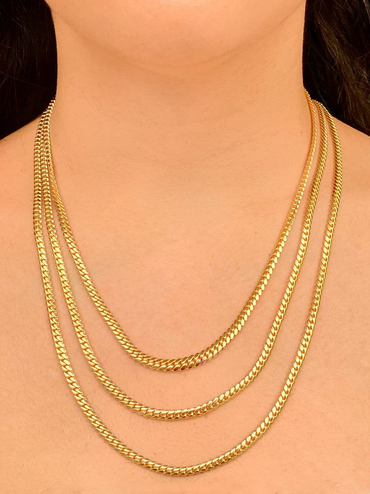 Cadena Eslabon Cubano 4 mm Oro 14k