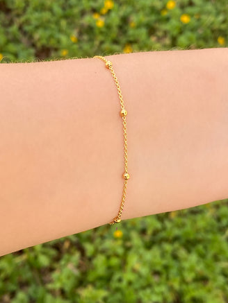 Pulseras Con Bolitas Doradas