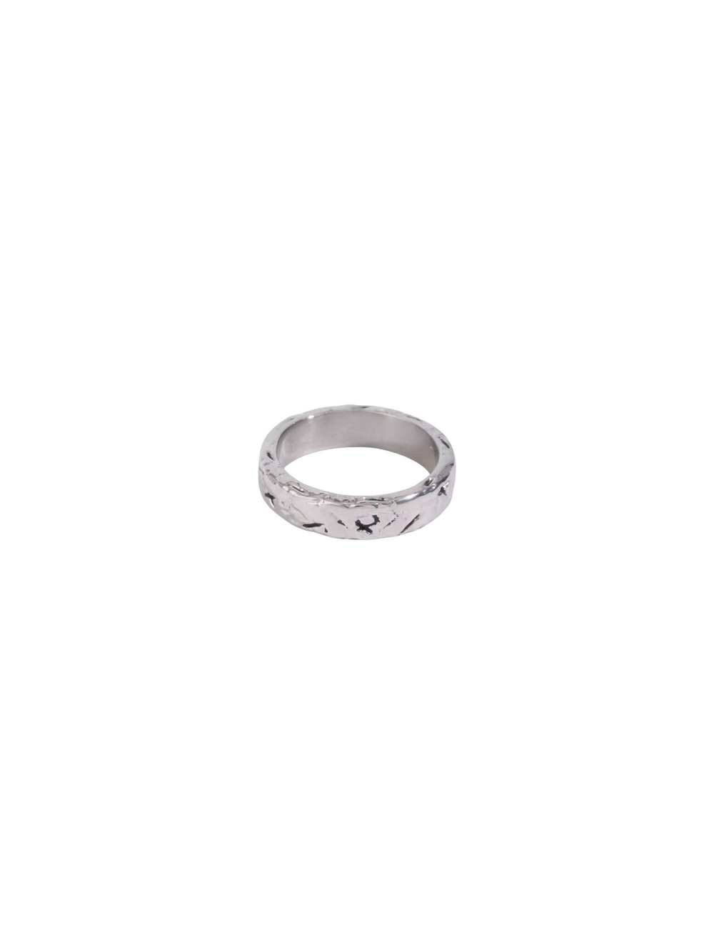 Anillo Con Textura Plateado