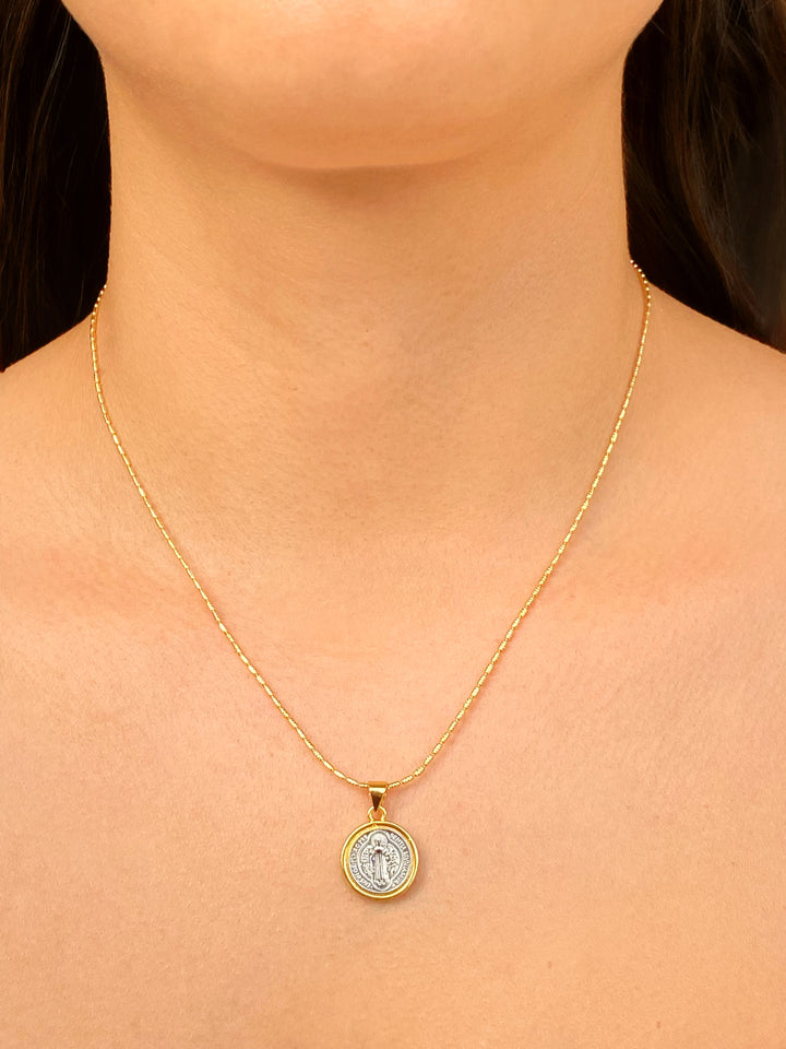 Collar Con Dije San Benito Combinado