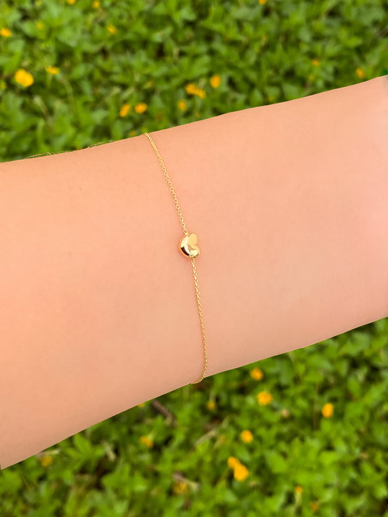 Pulsera Con Mini Corazon Chunky Oro 14k