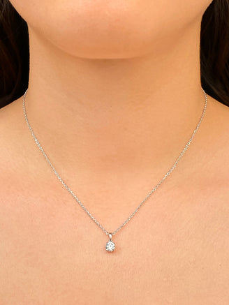 Collar Dije Solitario Oro Blanco 14k 0.5 Ct Diamante Lab Grown