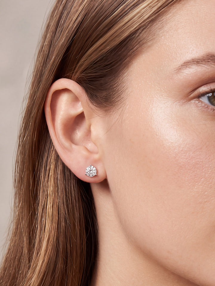Par Arete Diamantes Lab-Grown Solitario Corte Redondo 3 Ct