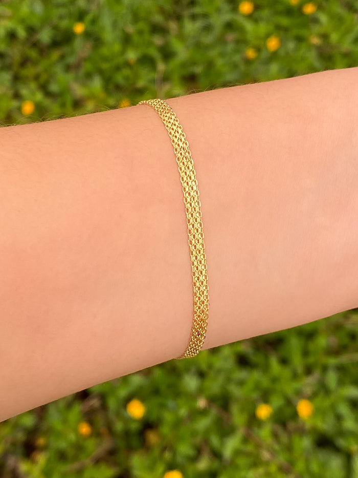 Pulsera Tejida 3 mm Oro 14k