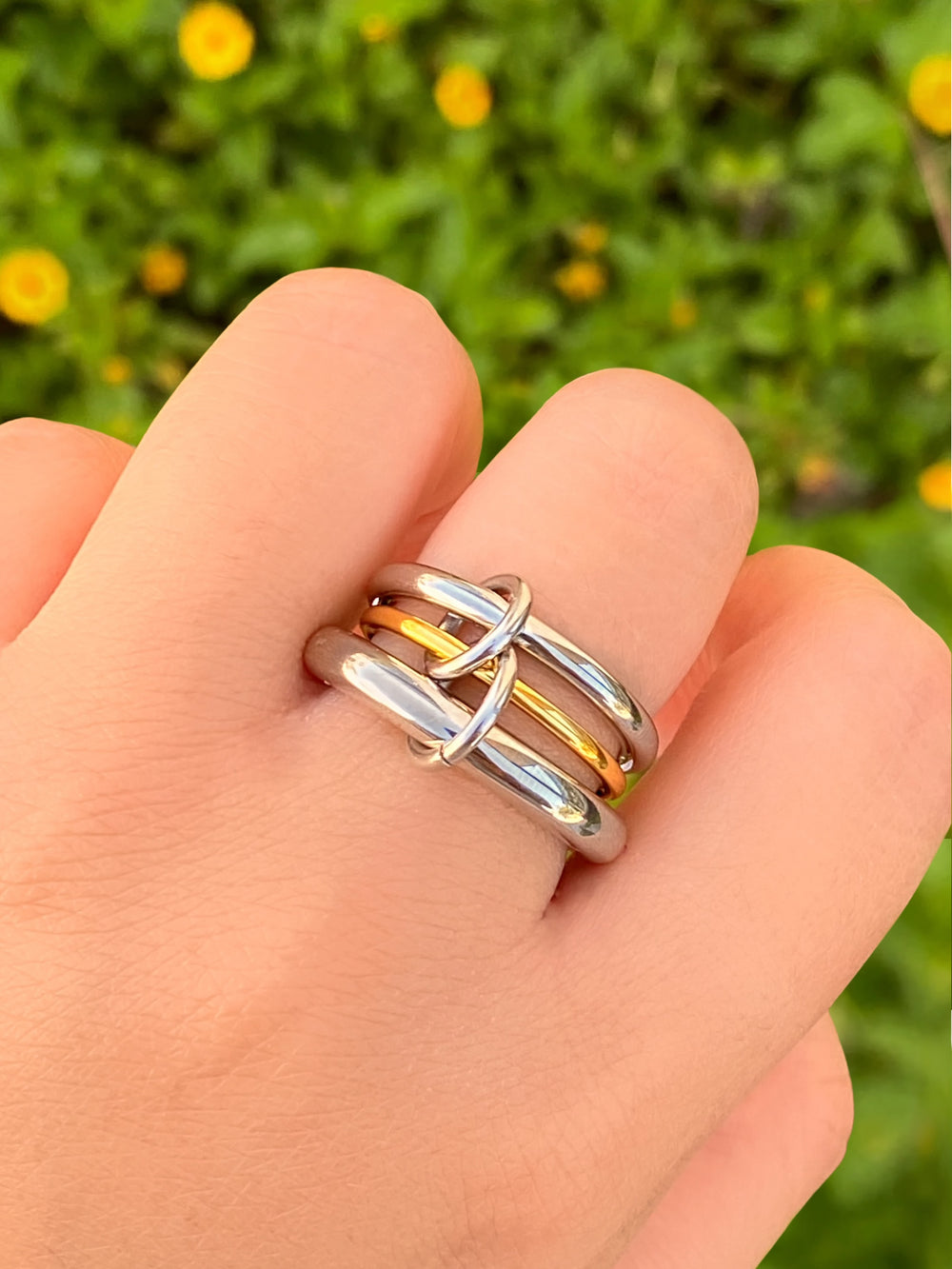 Anillo Triple Argolla Combinado