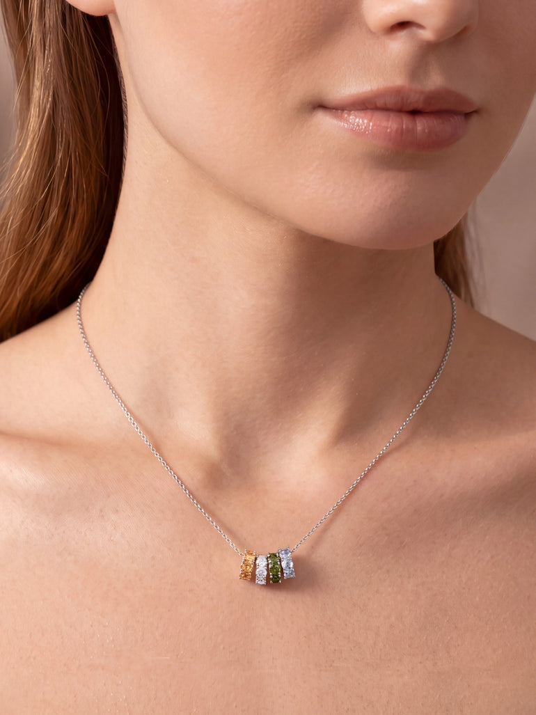 Arma Tu Collar Dije Birthstone Plateado