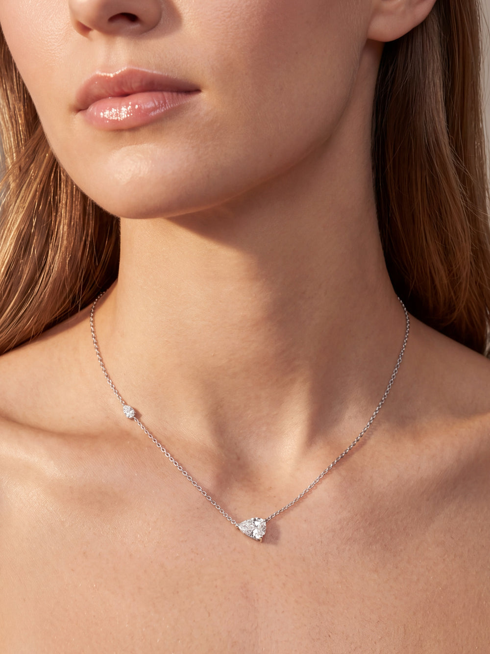 Collar Dije Doble Zirconia Gota