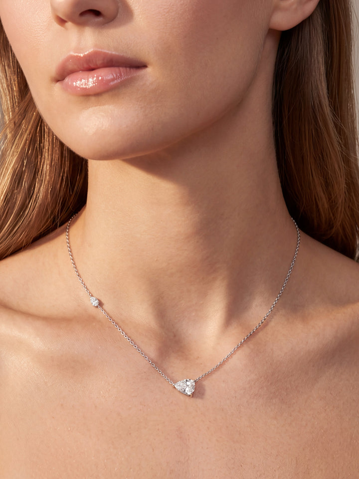 Collar Dije Doble Zirconia Gota