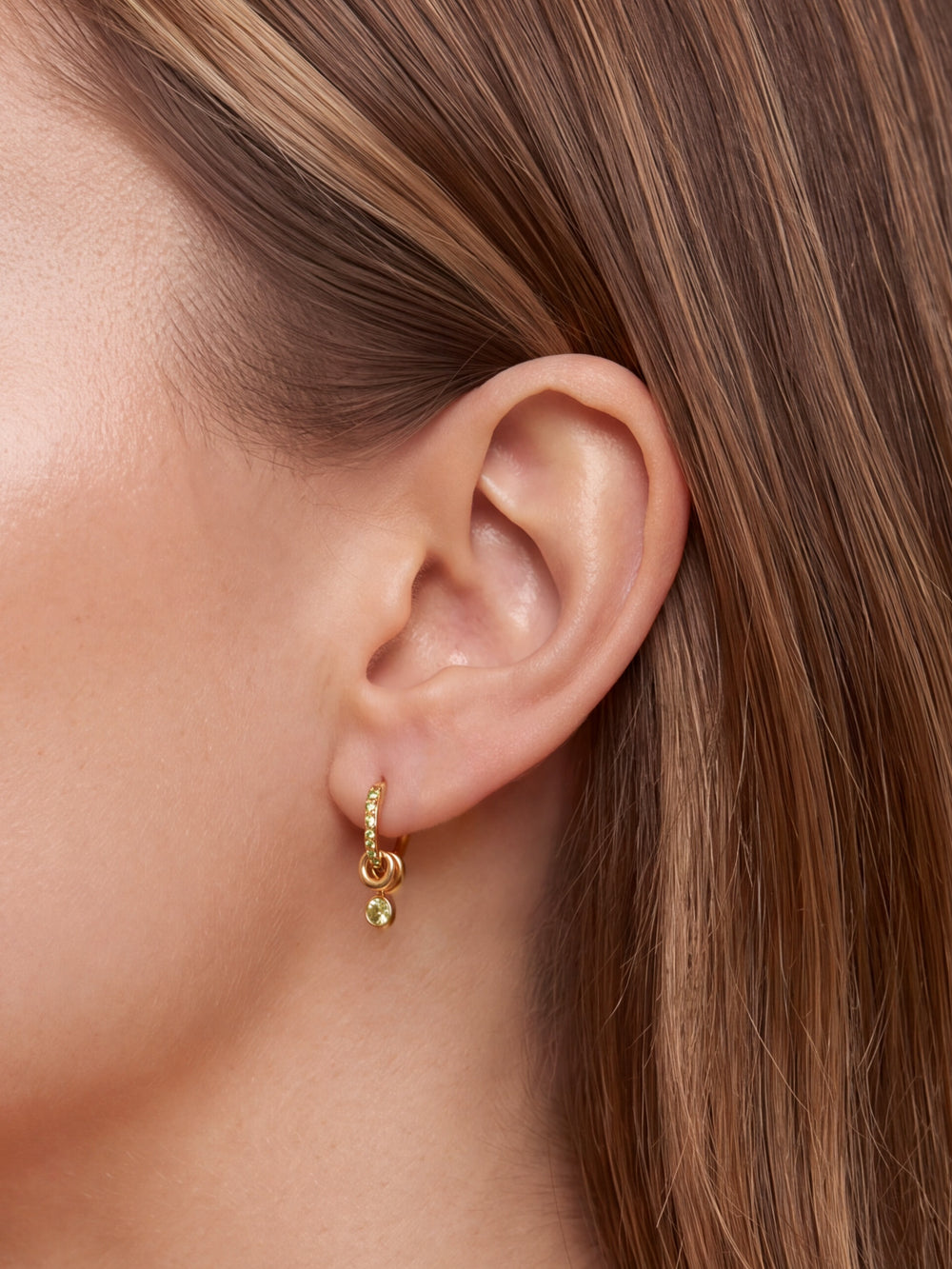 Par Arracada Zirconia Con Aros Y Dije