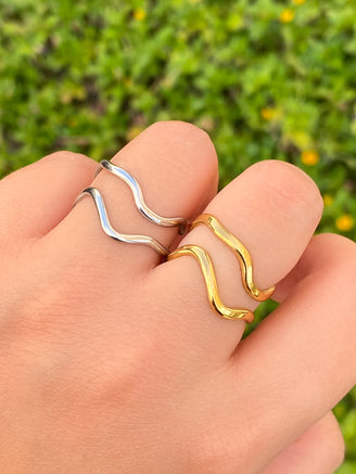 Anillo Doble Linea Ondulada Abierto