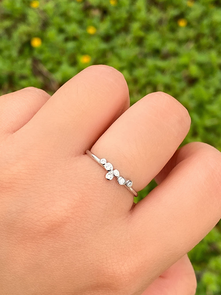 Anillo Zirconias Tipo Burbujas