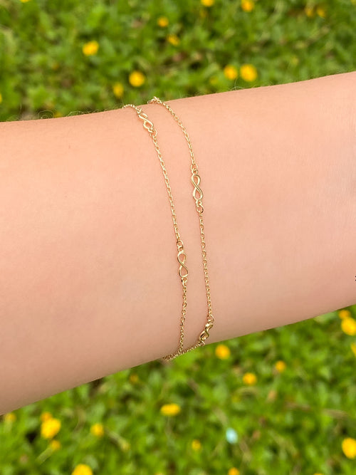 Pulsera Doble Con Infinito Oro 14k