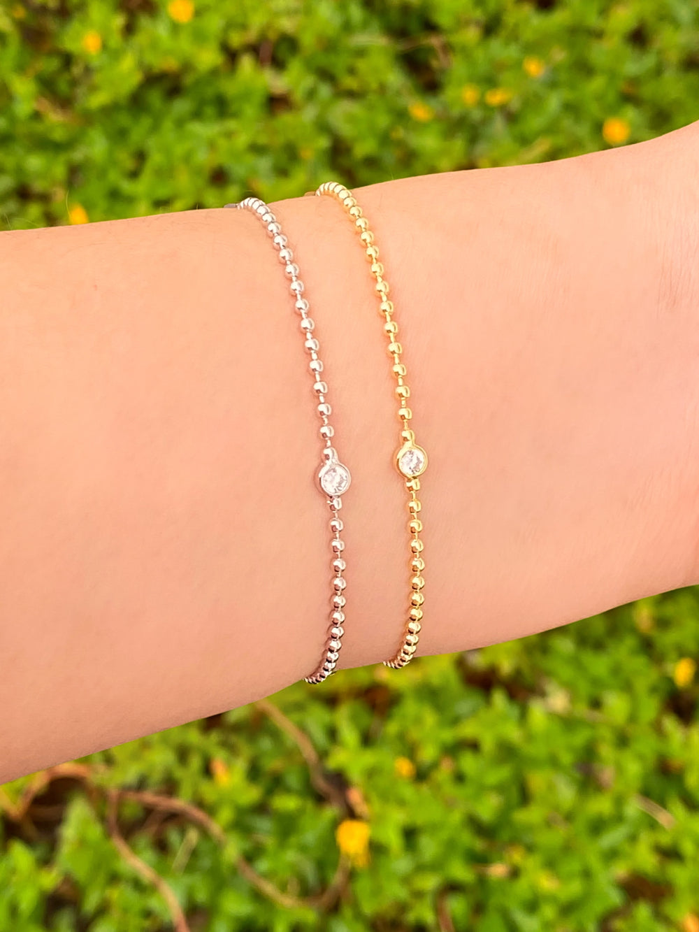 Pulsera Bolitas Con Zirconia Bisel