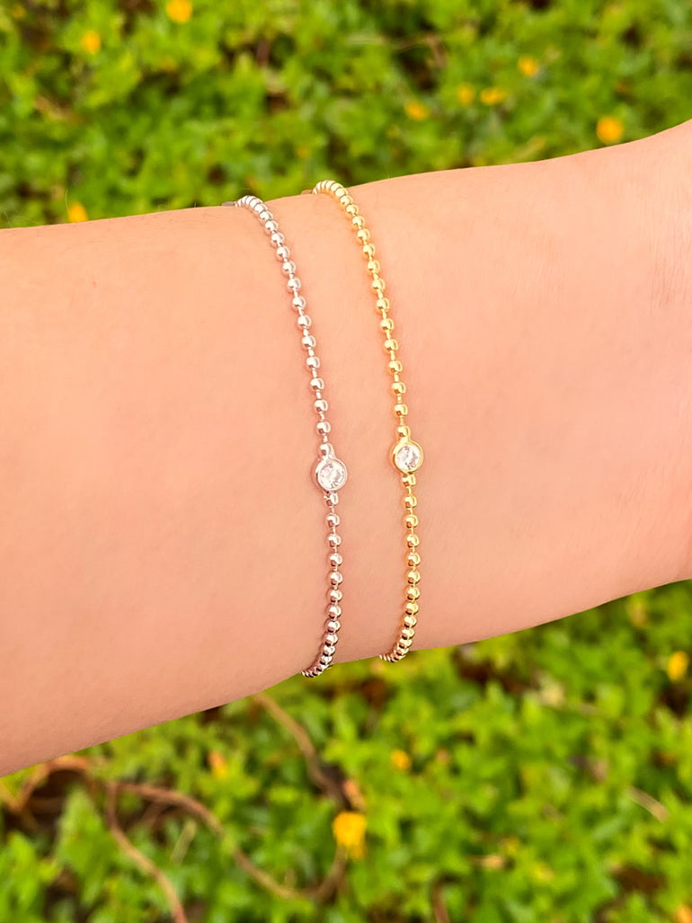 Pulsera Bolitas Con Zirconia Bisel