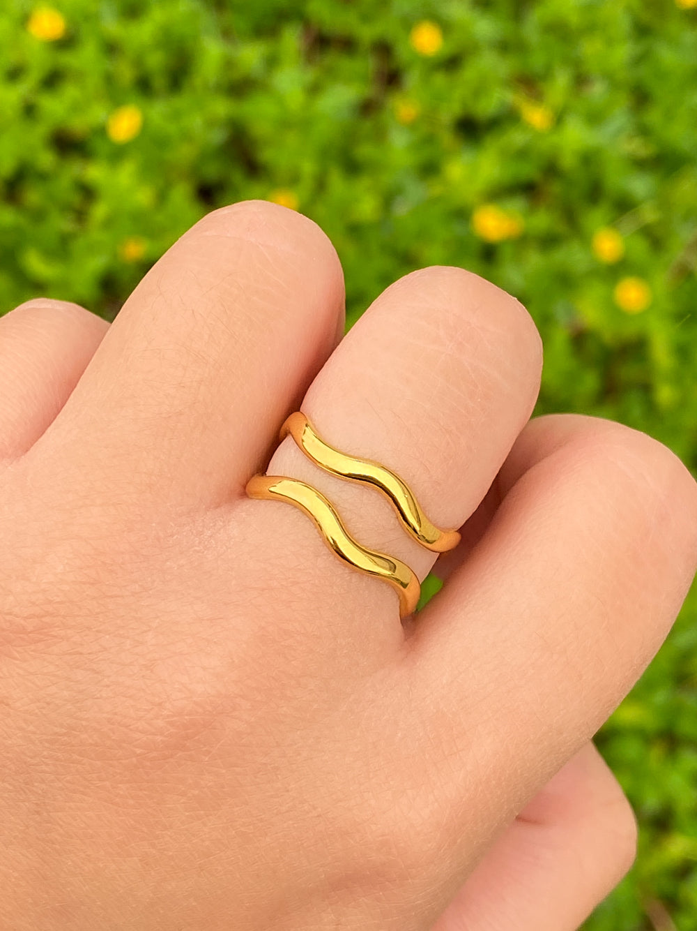 Anillo Doble Linea Ondulado