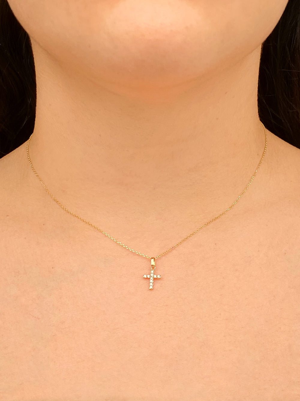 Collar Dorado Dije Cruz Oro 14K