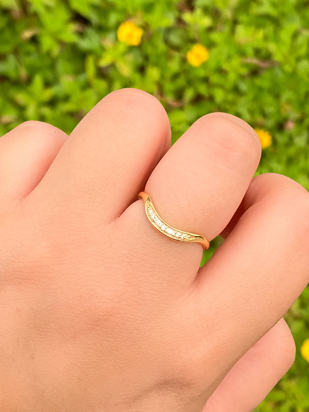 Anillo Con Curva Corte Round Baguette 0.059 pts Diamante Natural