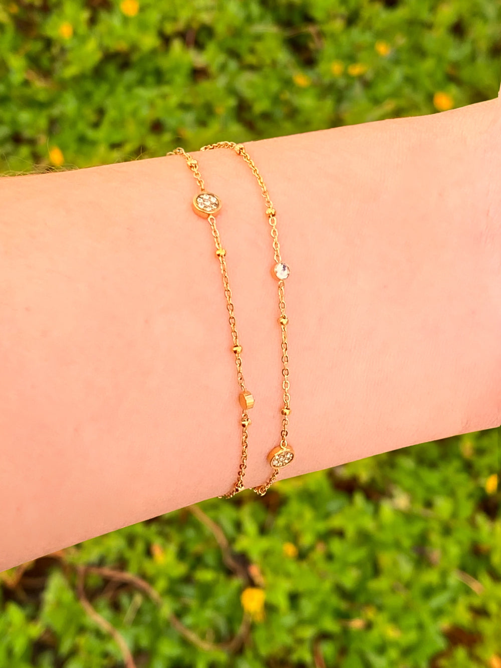 Pulsera Doble Con Circulos Zirconias