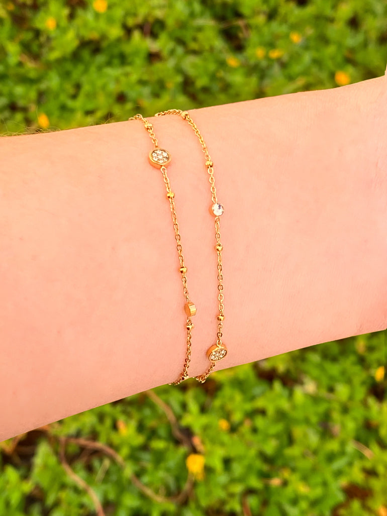 Pulsera Doble Con Circulos Zirconias