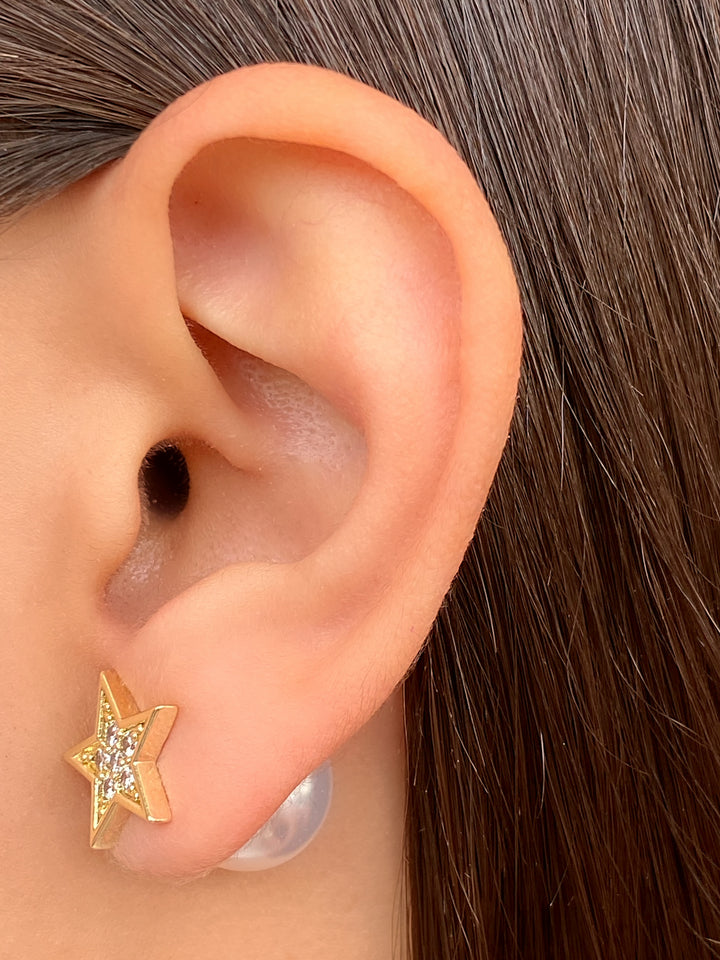 Par Arete Estrella Zirconias Con Perla