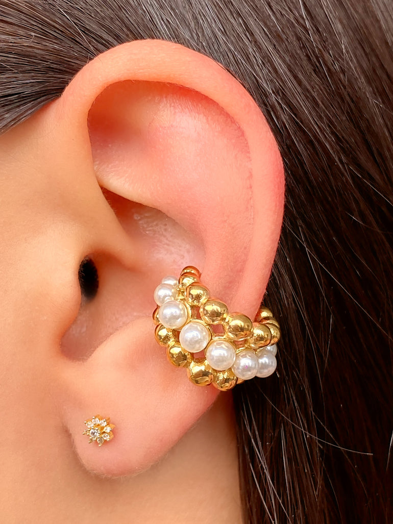 Ear Cuff Bolitas Con Perlas