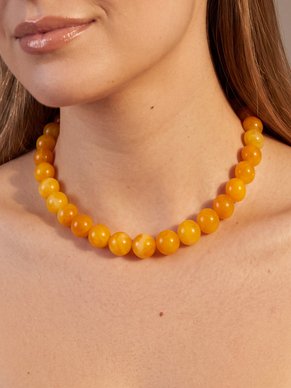 Choker Bolitas Piedra Natural 12 mm