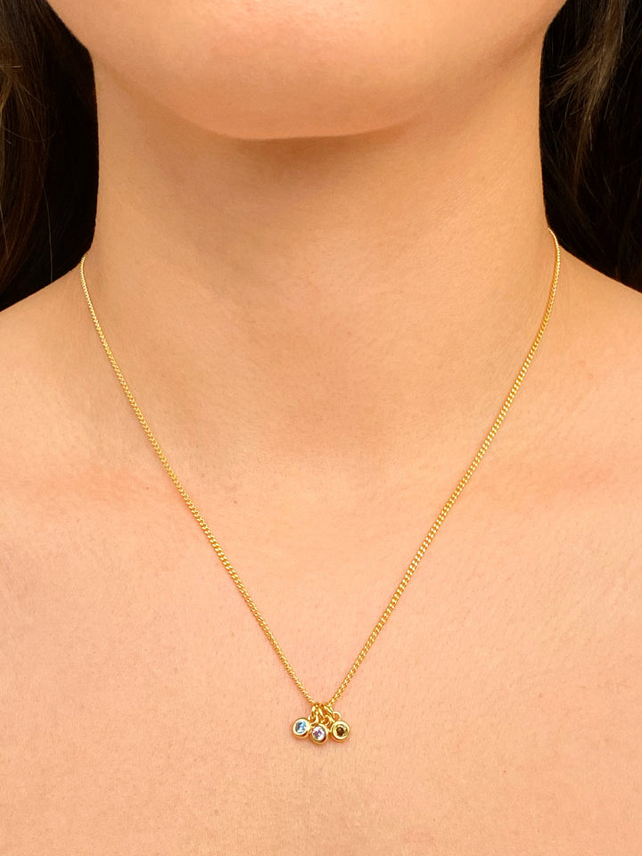 Personaliza Tu Collar Dije Birthstone Redondo