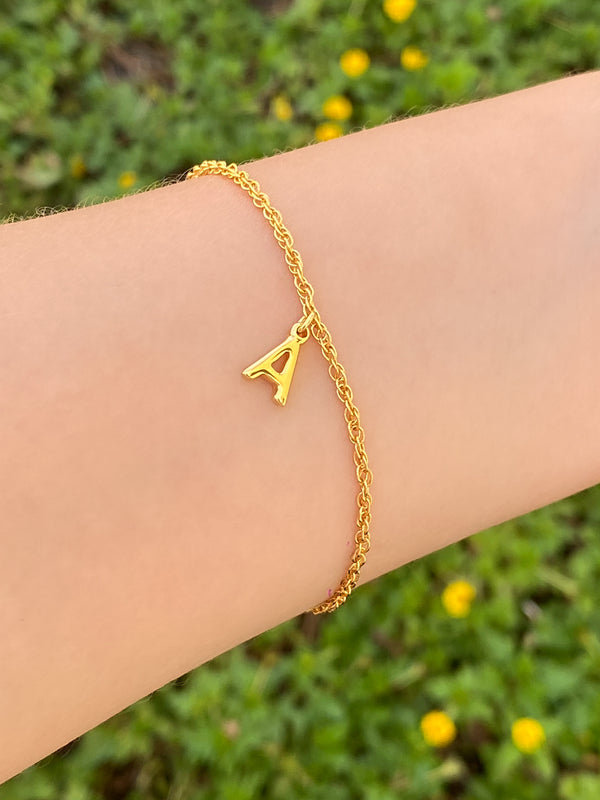 Pulsera Cadena Trenzada 2 mm Con Inicial