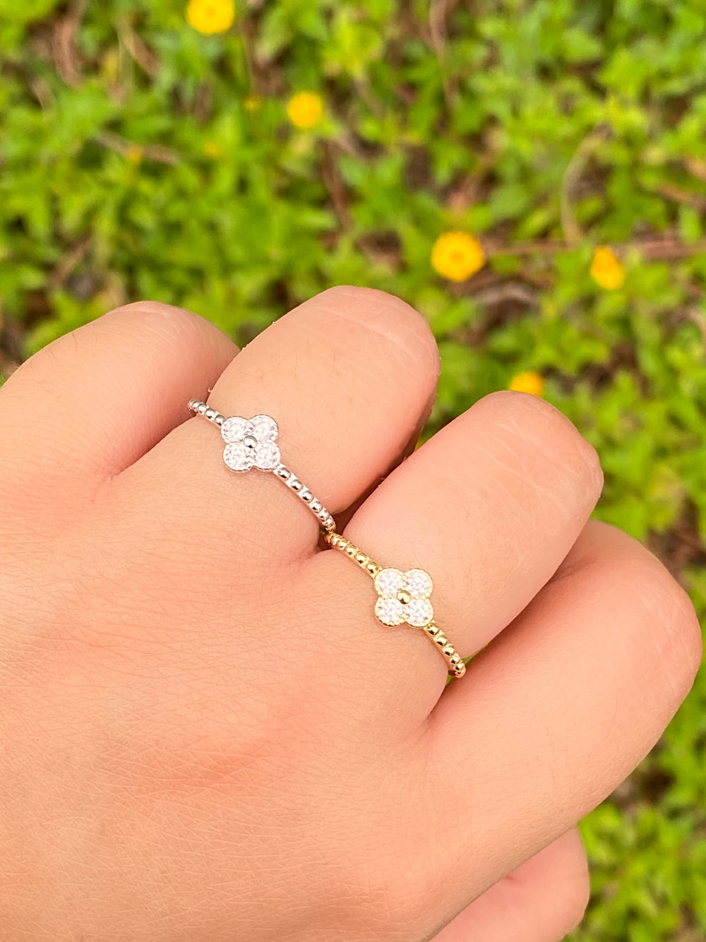 Anillo Trebol Cuatro Hojas Zirconia