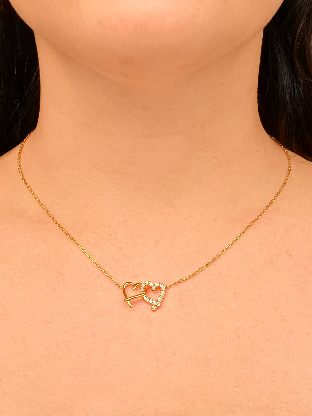 Collar Dije Doble Contorno Corazon