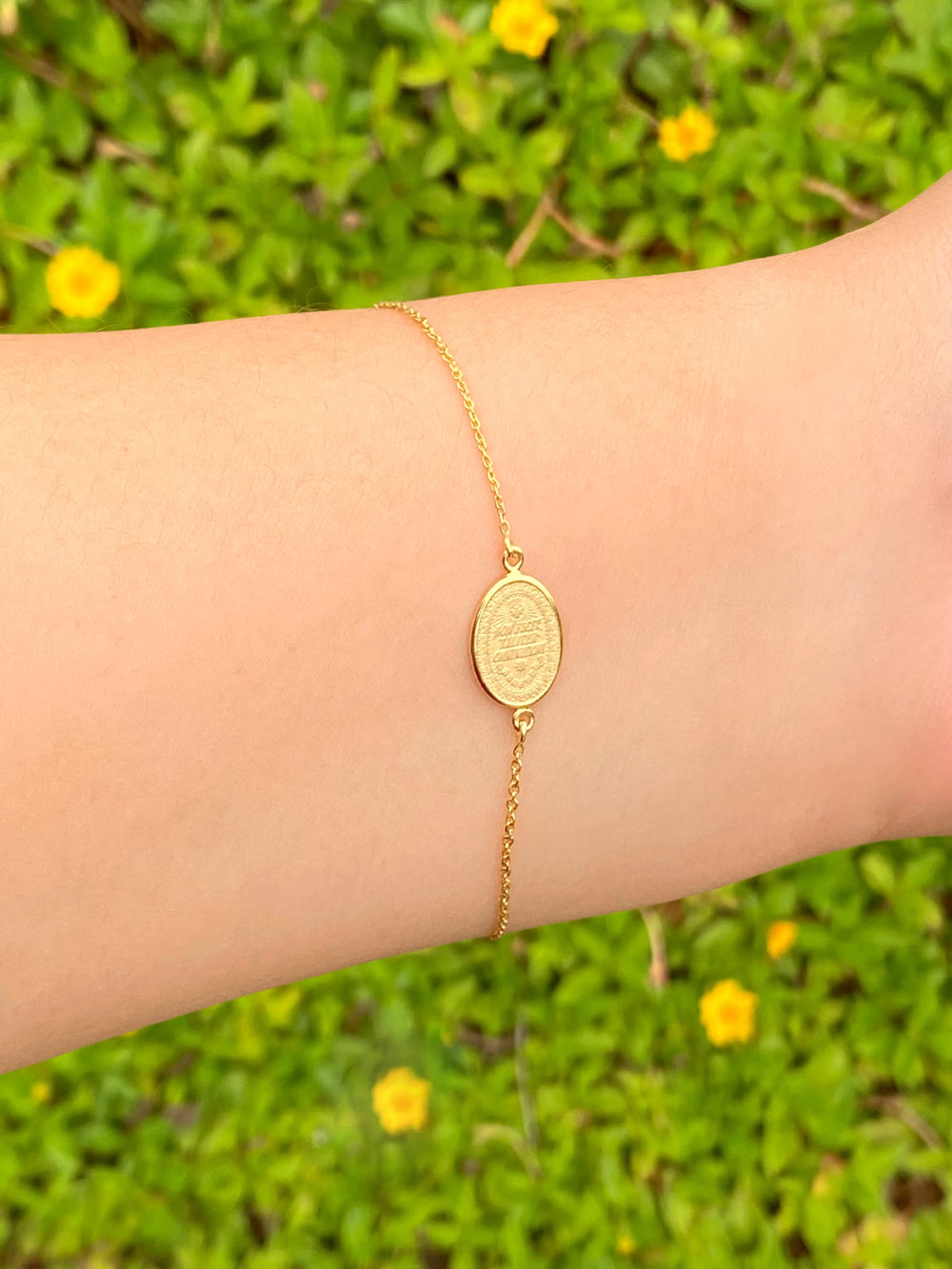 Pulsera Con Medalla Virgen de Guadalupe Oro 14k