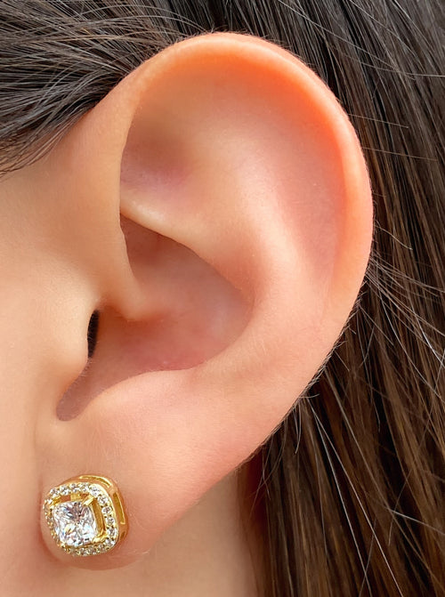 Par Arete Cuadrado Con Zirconia