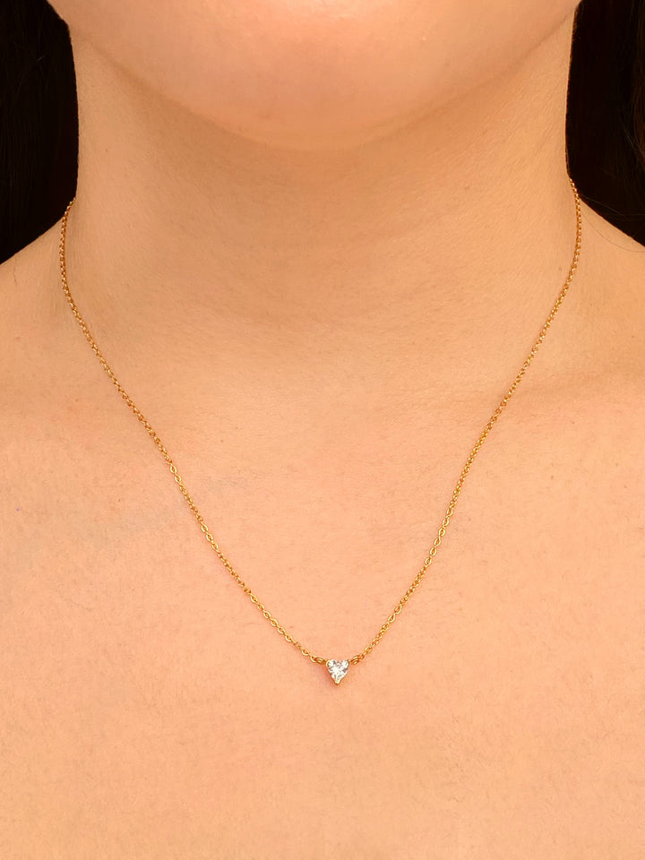 Collar Con Dije Mini Corazon Zirconia