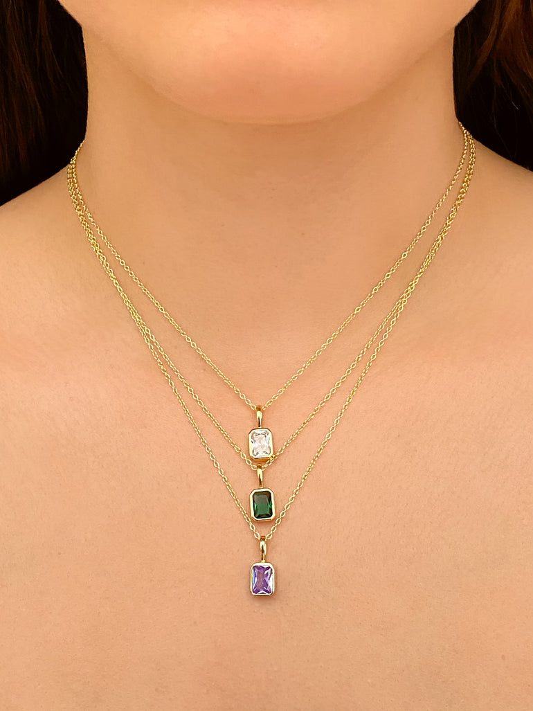 Collar Birthstone Rectangular Dorado