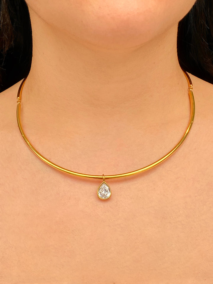 Choker Rigido Dije Zirconia Gota