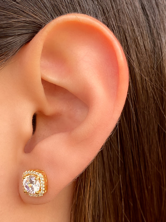 Par Arete Cuadrado Con Zirconia