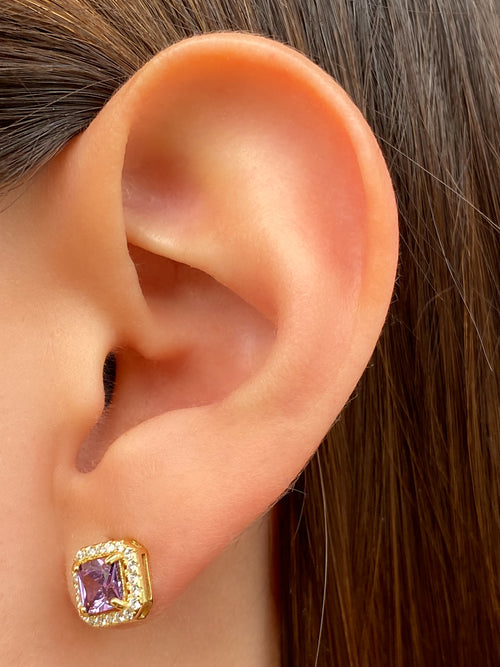 Par Arete Cuadrado Con Zirconias