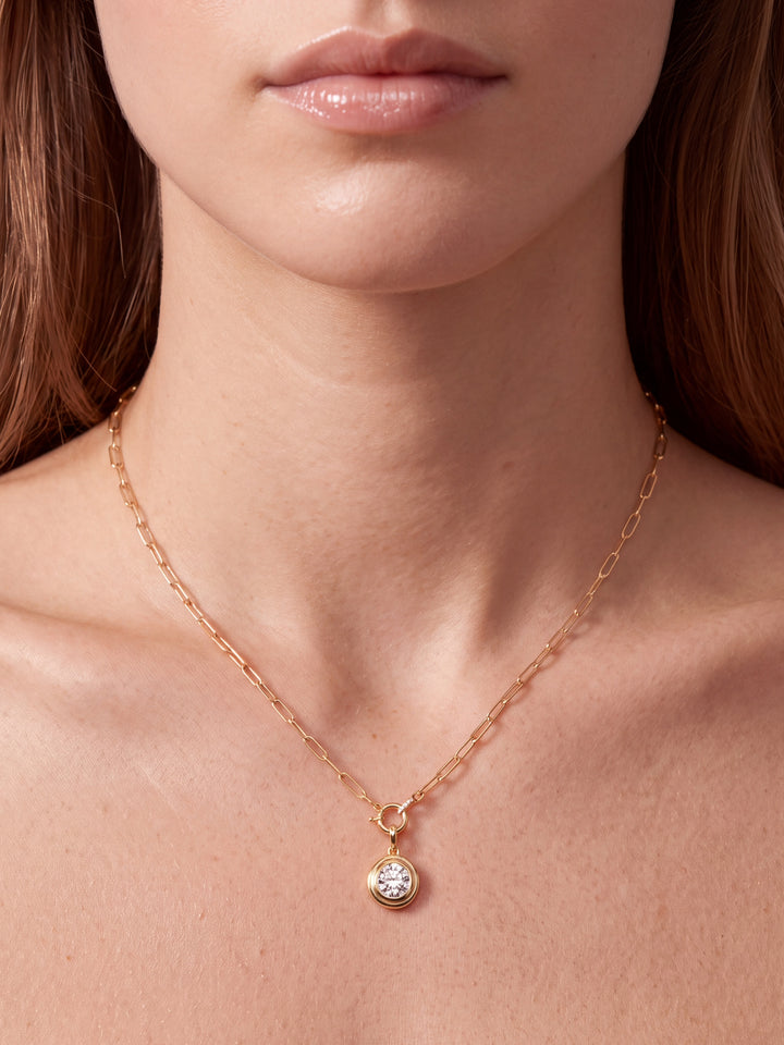 Dije Diamante Lab Grown Corte Round 1 Ct Con Borde